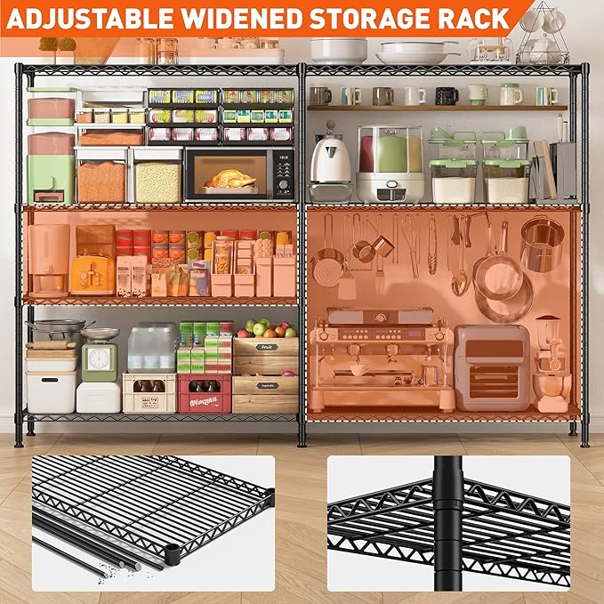 REIBII 70"W Metal Shelving, Storage Shelves 4-tier Wire Shelving Unit Load 1240LBS Metal Shelves for Storage Adjustable Shelving Rack for Pantry Kitchen Commercial school Garage 70"W*15.8"D*62.9"H-Ruum Studio Home