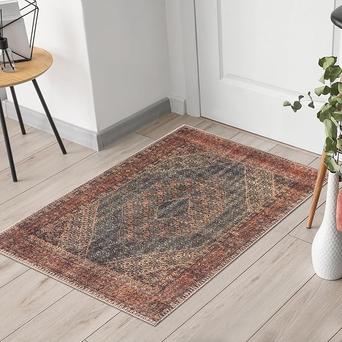 Keen Home Design 2x3 Rug - Machine Washable Entry Rug with Non-Slip Backing, Ideal for Enteryway, Kitchen, Bathroom, Laundry Room - Vintage, Easy Clean, Durable, Low Pile Rug - (2' x 3')-Ruum Studio Home