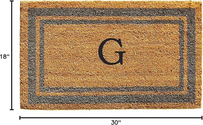 Calloway Mills 153021830G Periwinkle Border 18" x 30" Monogram Doormat, (Letter G)-Ruum Studio Home