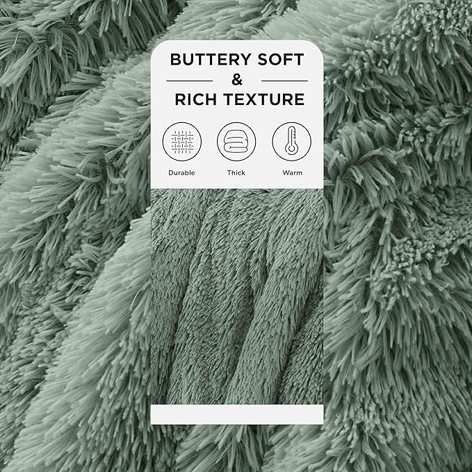 Bedsure GentleSoft Fuzzy Sherpa Faux Fur Twin Blanket Sage Green Cozy Gifts for Women Men, Soft Fleece Plush Warm Minky Thick Blanket Twin Size for Bed, Dorm Essentials Sage Room Decor Gifts, 60x80-Ruum Studio Home