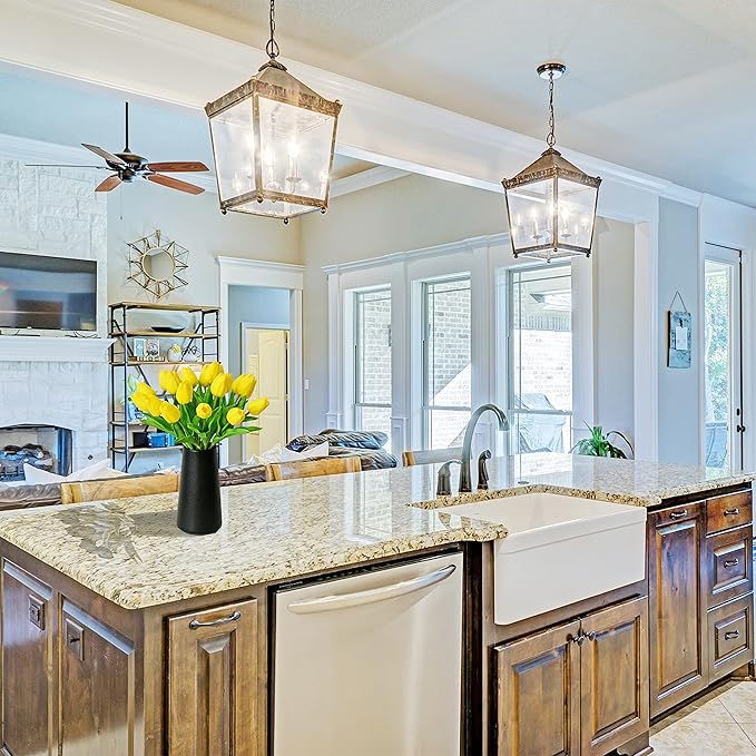 Mandy's Artificial Tulips 20 Stems Yellow PU Faux Flowers for Wedding Home Decor 13.5 Inch-Ruum Studio Home