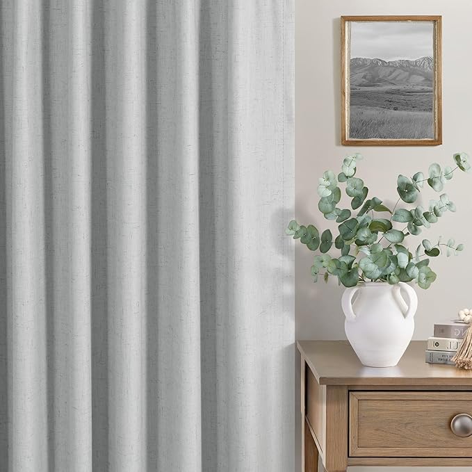 Living Room Darkening Curtains 72 Inches Long 6FT 6 FT Length 2 Panels Set Double Sided Blocking Light Gray Blackout Garage Window Coverings Grey Black Out Farmhouse Linen Drapes for Bedroom Cabin-Ruum Studio Home
