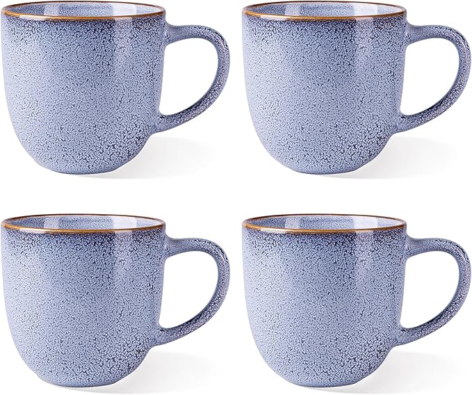 AmorArc 12oz Coffee Mugs, Ceramic Coffee Mugs set of 4 for Man, Woman, Dad, Mom, Modern Coffee Mugs with handle for Latte/Cappuccino/Milk/Cocoa. Dishwasher&Microwave Safe, Blue-Reactive Glaze-Ruum Studio Home