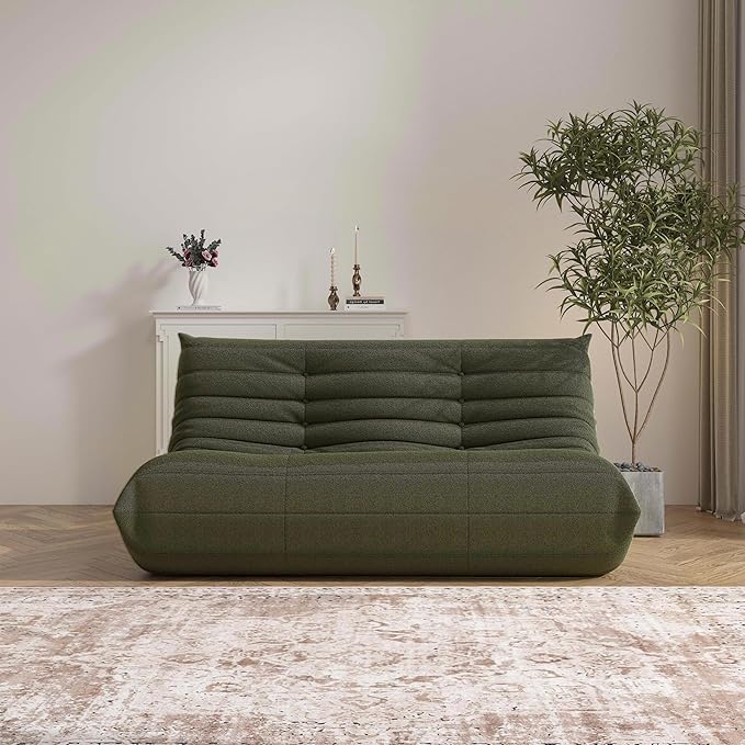 Bean Bag Chair, Loveseat Fireside Chair Bean Bag Sofa Large Bean Bag Chair for Adults, 2 Seater Bean Bag Chairs for Teens with High Density Comfortable Foam, Bean Bag for Living Room, Bedroom (Green)-Ruum Studio Home