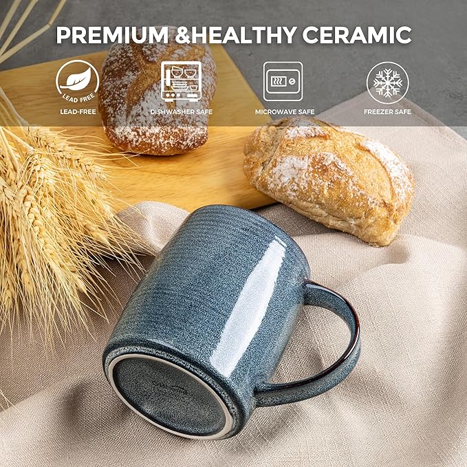 GBHOME Large Coffee Mugs Set of 6, 18oz Handmade Ceramic Coffee Mugs Set with Gradient color for Latte/Tea/Beer/Hot Cocoa, Dishwasher & Microwave Safe,-Ruum Studio Home