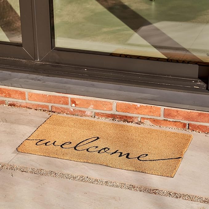 KANKUN Coco Coir Door Mat with Heavy Duty Backing, Welcome Doormat (17" x 30"), Doormat Entrance (Welcome1)-Ruum Studio Home