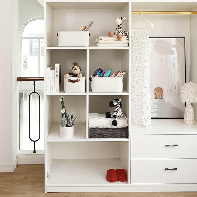 OrganiHaus Small Fabric Storage Bins for Shelves 12x8in, Closet Storage Baskets for Shelf Organizing, Canvas Rectangle Bins for Organization, Small Baskets for Organizing - Off-White-Ruum Studio Home