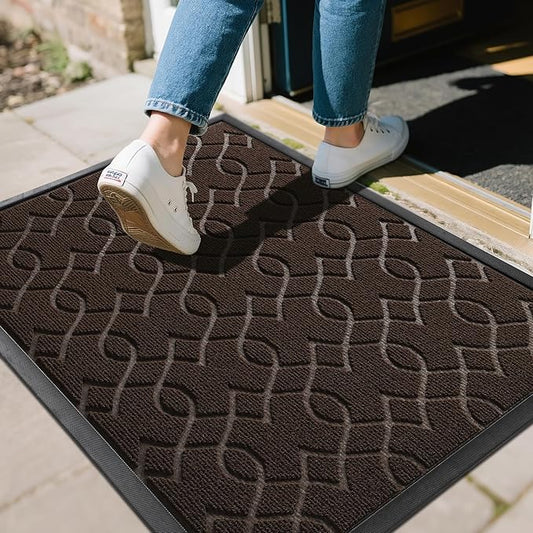 Yimobra Front Door Mat Outdoor Indoor 29.5x17, All-Season, All-Weather, Heavy Duty Welcome Door Mats Outside Entrance, Non Slip Porch Patio Entrance Mat, Coffee-Ruum Studio Home