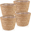 4 Pcs Large Premium Seagrass Planter Basket with Plastic Lining Natural Stylish Planter Baskets Indoor Outdoor Plants Woven Wicker Baskets for Plants Flower Pots Cover and Room Decor(10.2x7.5x7.5")-Ruum Studio Home