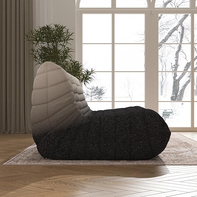 Bean Bag Chair, Loveseat Fireside Chair Bean Bag Sofa Large Bean Bag Chair for Adults, 2 Seater Bean Bag Chairs for Teens with High Density Comfortable Foam, Bean Bag for Living Room (Black&White)-Ruum Studio Home