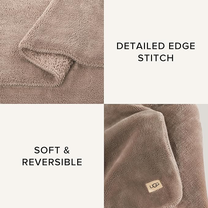 UGG Whitecap Plush Throw Blanket Fleece Lightweight Soft Throw for Couch or Bed Luxury Home Decor for Living Room Washable Hypoallergenic Blankets for Dorm Decor, 50-inch x 70-inch, Light Fawn Brown-Ruum Studio Home
