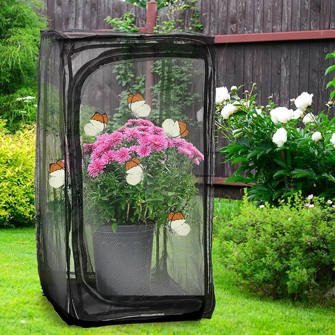 Kingrol 30-Inch Butterfly Habitat Cage, Large Pop-Up Mesh Terrarium with Zipper Opening, Portable & Collapsible Insect Enclosure for Caterpillars & Monarch Butterflies-Ruum Studio Home