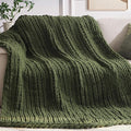 Chunky Knit Throw Blanket, 30''*40'' Knitted Throw Chenille Yarn for Bed Couch, Handmade Green Crochet Big Thick Blanket, Machine Washable Cute Comfy Blanket for Home Decor-Ruum Studio Home