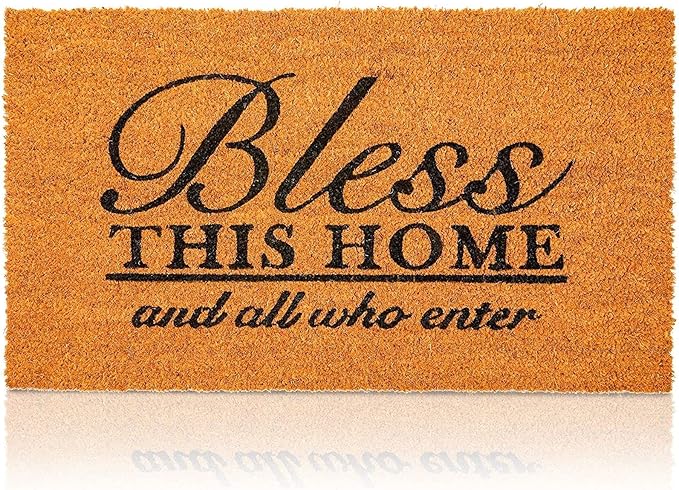 Juvale Coco Coir Door Mat 17 x 30 in - Bless This Home and All Who Enter Doormat for Front Entrance-Ruum Studio Home
