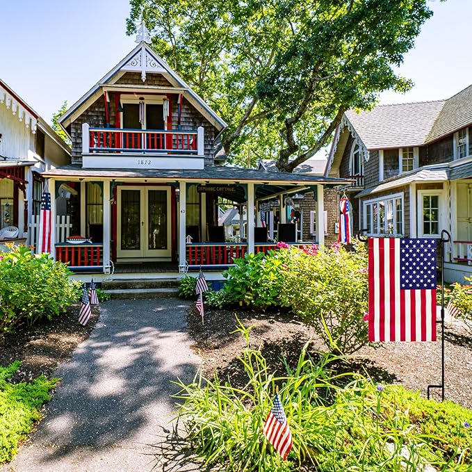 TOPFLAGS Garden Flag Stand with American Flag Garden Flag Metal Yard Flag Holder Pole Stake Small Flag Stands for Garden Flags 12 x 18 with Clips and Stopper 2 Pack-Ruum Studio Home