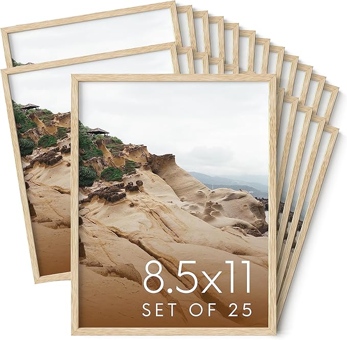 Haus and Hues 8.5x11 Natural Oak Wood Picture Frames Set of 25 - Premium Bulk Picture Frames 8.5x11 Bundle - Elegant Gallery Wall Frame Set for Posters, Art Display - Ideal for Wall Decor in Home &-Ruum Studio Home