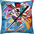 Kandinsky Modern Pillow Cover - Blue Painting | Abstract Throw Pillows | Modern Chair Cushion| Contemporary Accent Pillows | Mid Century Chair Cushions | Handmade Wool Size 18x18-Ruum Studio Home