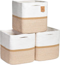 NaturalCozy Storage Cubes 11 Inch Cotton Rope Woven Baskets for Organizing, 3-Pack | Cube Storage Bin | Square Storage Baskets for Shelves Organizer, Classroom, Kids Toy Bins, Closet, Baby Nursery-Ruum Studio Home