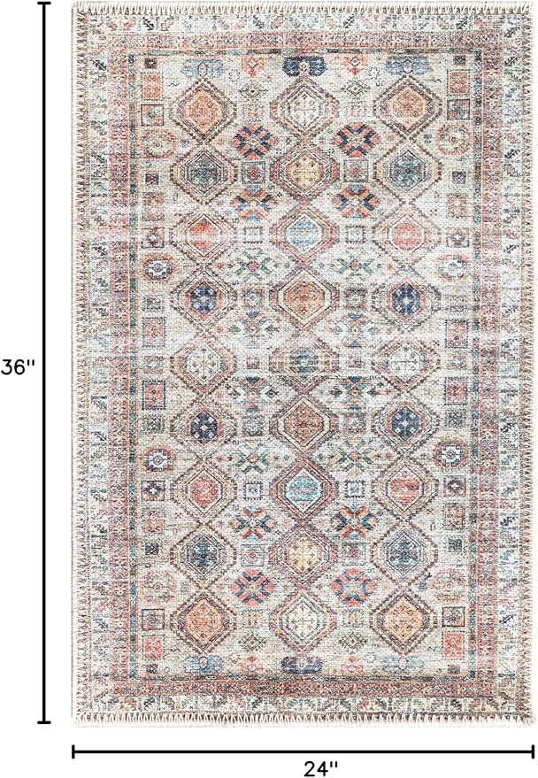 Keen Home Design 2x3 Rug - Machine Washable Entry Rug with Non-Slip Backing, Ideal for Enteryway, Kitchen, Bathroom, Laundry Room - Vintage, Easy Clean, Durable, Low Pile Rug - (2' x 3')-Ruum Studio Home