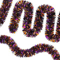 SAOROPEB 4 Pieces 26.4 Ft Halloween Tinsel Garland Metallic Shiny Twist Garland Hanging Decorations for Halloween Party Indoor and Outdoor Decor - Black Orange and Purple-Ruum Studio Home