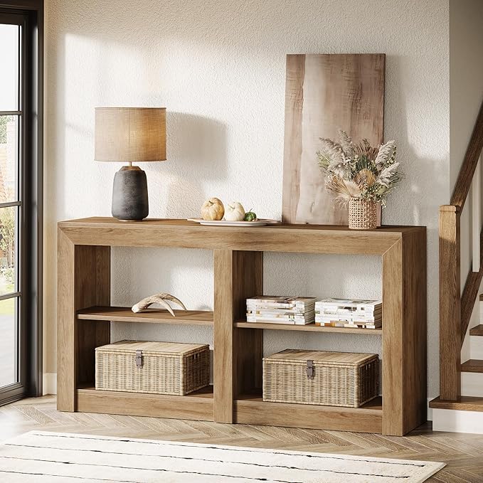 Tribesigns Farmhouse Console Table, Hallway Table for Entryway, Wood Console Behind Couch for Living Room, Hallway, Foyer, Oak-Ruum Studio Home