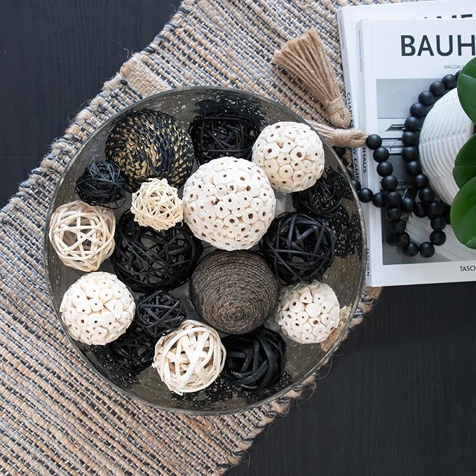 ANDALUCA Decorative Balls Bag Bowl Filler Home Decor (Black & White)-Ruum Studio Home