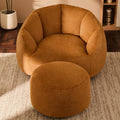 Giant Bean Bag Chaise Lounge Indoor Chair for Adults - Comfy Plush Round Shell Soft Accent Chair, Oversized Cozy Floor Sofa for Living Room, Bedroom & Game Rooms, Orange-Ruum Studio Home