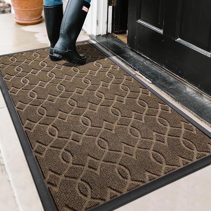 Yimobra Front Door Mat Outdoor Indoor 47x32, All-Season, All-Weather, Heavy Duty Welcome Door Mats Outside Entrance, Non Slip Porch Patio Entrance Mat, Brown-Ruum Studio Home