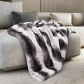 Mon Chateau Luxury Printed Faux Fur Throw with 6cm Foldover for Couch, Sofa, or Bed - Plush Ultra Soft Blanket for Sleeping or Home Décor, 60" x 70" (Striped)-Ruum Studio Home