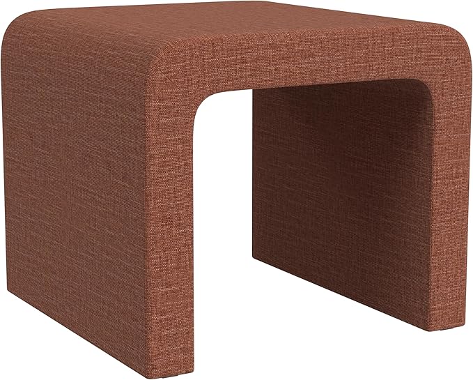 Modern Channel Rust Chenille Foot Stools Ottoman Home Décor, Soft Ottoman Foot Rest Chair for Bedroom and Living Room, Vanity Chair and Stool in Dressing Area, and Lounge (Rust Chenille)-Ruum Studio Home