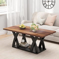 47” Wood Coffee Tables for Living Room Rustic Stands with Storage Shelf Black Blown Coffee Tables for Living Room Farmhouse Center Stands with Shelf. Farmhouse Rectangle Center Table-Ruum Studio Home