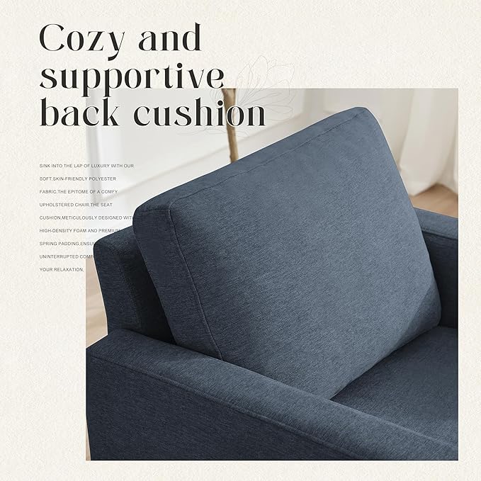 Mid-Century Accent Chair,Modern Linen Fabric Armchair for Living Room,Comfy Upholstered Reading Accent Chairs for Bedroom,Single Sofa Chair with Wood Legs (Blue Grey, 2 Pack)-Ruum Studio Home