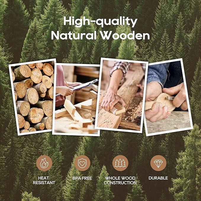 Teak Kitchen Utensils Set, 5 Piece Premium Wooden Cooking Utensils Set, Non-Stick Heat-Resistant Wooden Spoons for Cooking, New Apartment Essentials-Ruum Studio Home