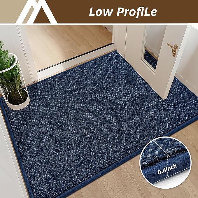 COSY HOMEER-Door-Mat 20" x 32" Non Slip Absorbent Entryway Rugs Dirt Trapper Doormats Washable Entrance Mats Low Pile Welcome Floor Mat for Front Back Door and Entry Mats,Navy Blue-Ruum Studio Home