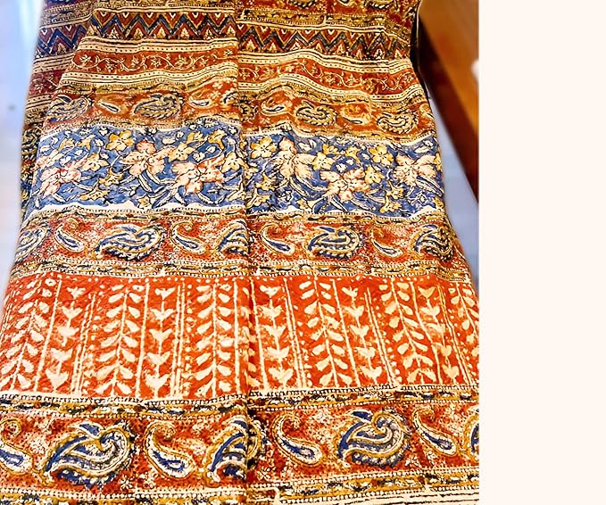 Handmade Cotton Floral Throw Blanket | Indian Block Print with Tassels | Boho Fringed Sofa & Bed Cover | 48x70 Inches Lightweight Decorative Throw for Couch, Living Room & Bedroom-Ruum Studio Home