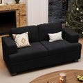 63” Corduroy Loveseat Sofa Couch for Living Room, Small Couch with Deep Seat for Bedroom, Comfy Could Loveseat for Small Living Room, Black Corduroy-Ruum Studio Home