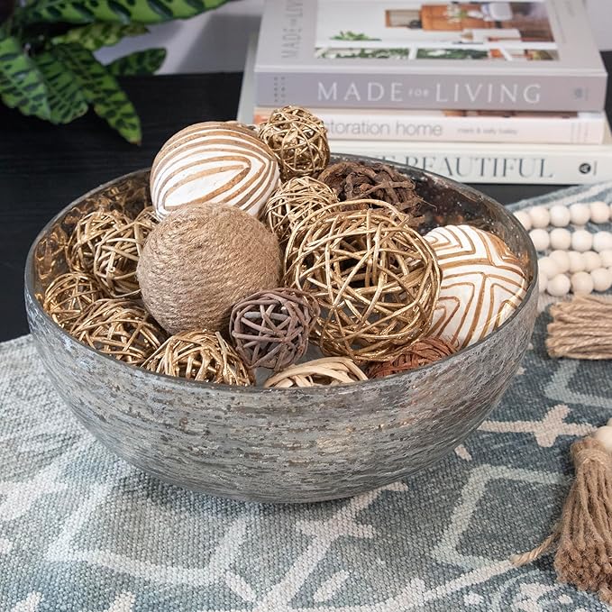 ANDALUCA Decorative Balls & Orbs Gold Natural Bag Bowl Filler Home Decor (Gold)-Ruum Studio Home