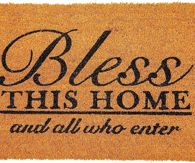 Juvale Coco Coir Door Mat 17 x 30 in - Bless This Home and All Who Enter Doormat for Front Entrance-Ruum Studio Home