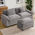 URRED Modular Sectional Sofa Comfy Cloud Couch, Modern Chenille Sofa Sleeper Deep Seat Couches with Ottoman/Pillows for Living Room (Gray, 82.6''- L Shape)-Ruum Studio Home