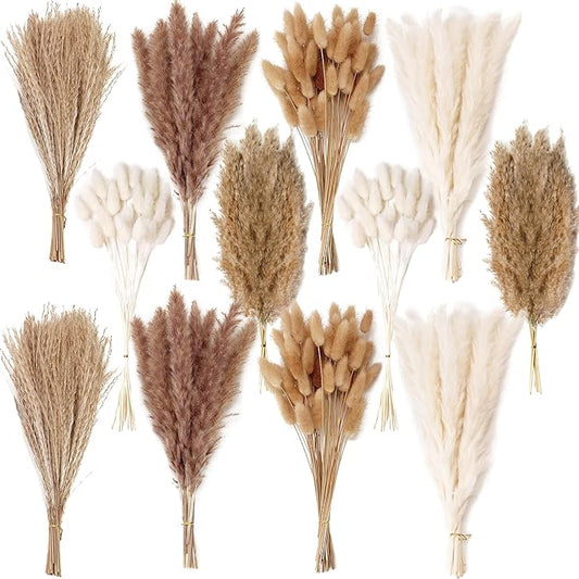 240 PCS Dried Flower Bouquet – Pampas Grass, Floral Decor for Home, Wedding, and Boho Style | Perfect for Vases, Fall, Spring, Summer, and Winter Arrangements-Ruum Studio Home