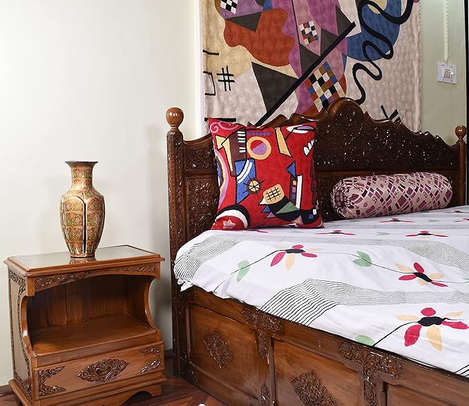 Kandinsky Red Abstract Pillow Cover Gegen Modern Pillowcase Scarlet Reds Abstract Chair Cushion Contemporary Pillow Farmhouse Pillows Couch Handembroidered Wool Size 18x18-Ruum Studio Home