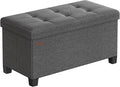 SONGMICS Storage Ottoman Bench, Foldable Foot Rest with Legs, 15 x 30 x 15.2 Inches, End of Bed Bench, Storage Chest, Load up to 660 lb, for Living Room, Bedroom, Entryway, Slate Gray ULSF16GYZ-Ruum Studio Home
