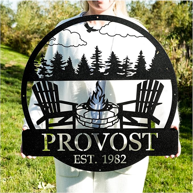 Custom Campfire Sign | Metal Outdoor Sign | Camper Decor | Personalized Camping Gifts | Fire Pit Sign | Outdoor Decor Cabin Sign | Campsite Sign-Ruum Studio Home