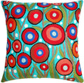 Floral Poppy Pillow Cover - Turquoise Suzani Poppies Accent Chair Cushion - 18x18 Inch Hand Embroidered Wool-Ruum Studio Home
