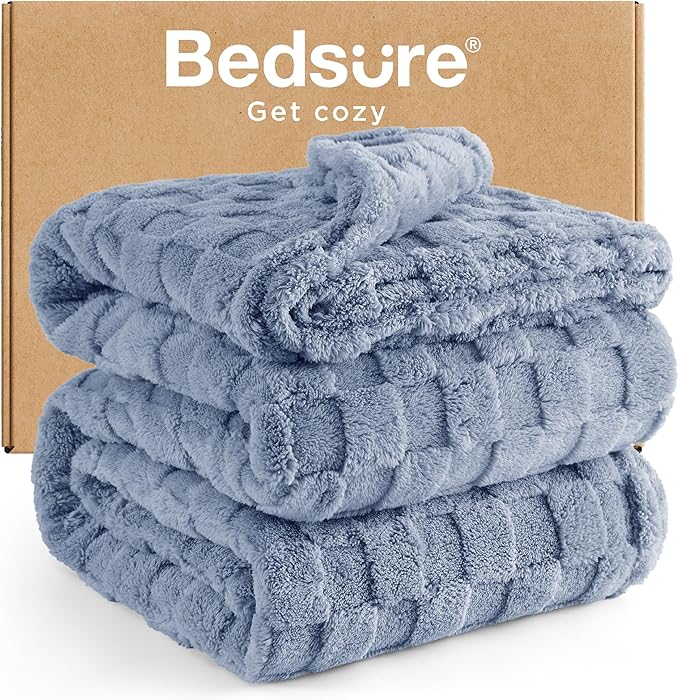 Bedsure GentleSoft Full Size Blankets for Bed Ashley Blue - Super Soft Cozy Fleece Blanket for Women Men Girls, Large Fuzzy Throws for Bedroom Decor, 84x90 Inches-Ruum Studio Home