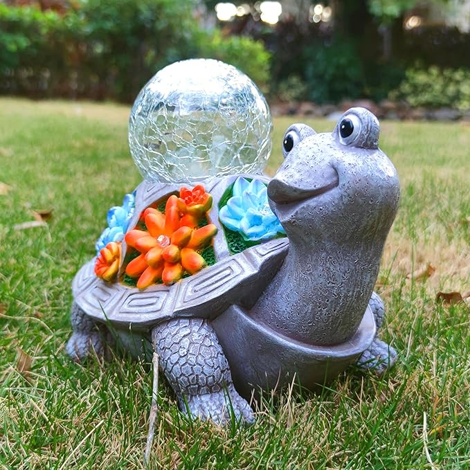 JOYBEE Solar Turtle Garden Statue Outdoor Decor-Turtle Solar Figurines Lights Decorations for Patio Yard Lawn Ornaments-Turtle Gifts for Birthday Easter Housewarming(Color)-Ruum Studio Home