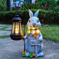 Rabbit Solar Lights Lantern Garden Statues with Succulent and 4 LED Lights - Outdoor Bunny Welcome Figurines Decorations for Patio Yard Lawn Ornaments Gifts for Birthday Easter Housewarming-Ruum Studio Home
