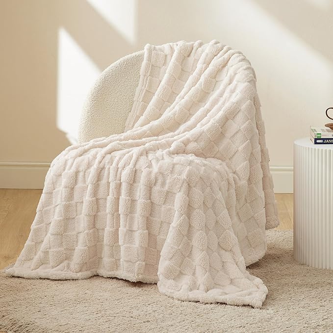 Bedsure GentleSoft Twin Blanket for Bed Light Beige - Super Soft Cozy Blankets for Women Men Girls, Cute Fuzzy Fleece Throws for Bedroom Couch, 60x80 Inches-Ruum Studio Home