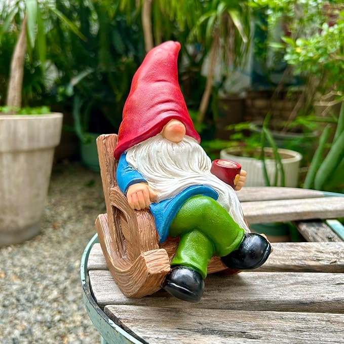 Drinking Coffee Faceless Garden Gnome Statue Decoration 7.1" Figurine Ornament for Indoor Outdoor Home Patio Yard Lawn-Ruum Studio Home