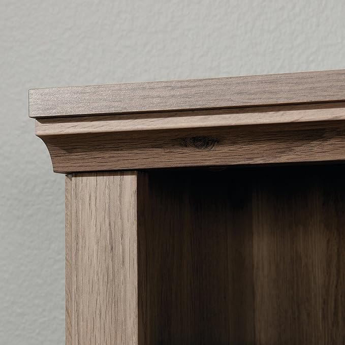 Sauder 5 Tier Book Shelf Wooden Bookcase Multipurpose Bookshelf for Home Office, Living Room, in Salt Oak finish-Ruum Studio Home